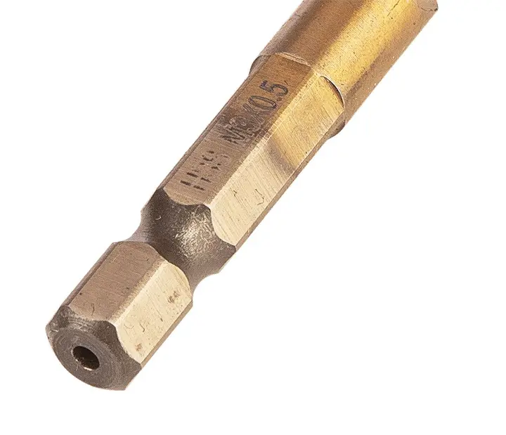 HSS TiN dişli matkap ucu, M3 x 0,5 mm, Hex