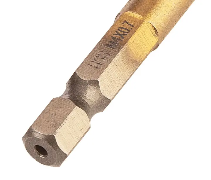 HSS TiN dişli matkap ucu, M4 x 0,7 mm, Hex