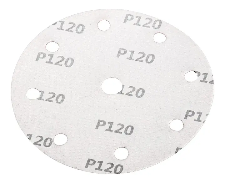 Cırt bantlı zımpara diski 150 mm, P120, 5 adet, 04-721 için 9 delikli