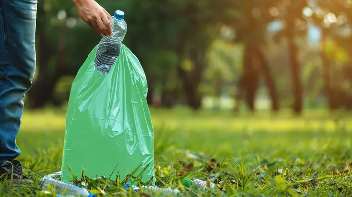 Atık torbaları 60 L, bantlı yeşil, 35 mikron, 10 adet