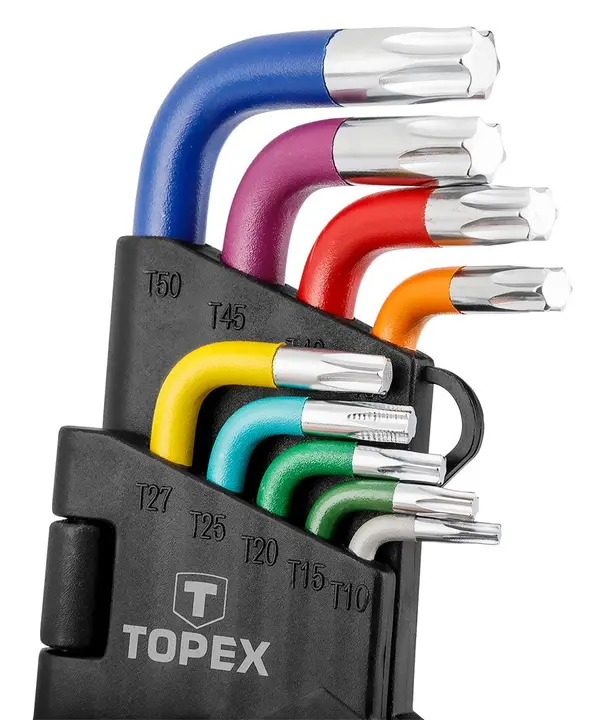 Torx anahtar T10-T50, renkli, 9 parça set