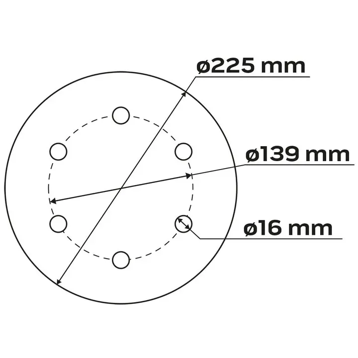 Cırt bantlı zımpara kağıdı 225 mm, K80, 5 adet, 59G264, 59G265 zımpara makinesi için 6 delikli