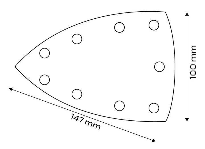 Zımpara kağıdı, ütü tipi 146 x 156 x 100 mm, P240, 5 adet, 04-623 için 9 delikli
