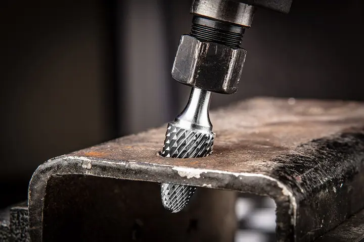 Metal freze ucu HM, tip F (sivri yuvarlatılmış (ojival)), 12 x 25 mm, şaft 6 x 45 mm