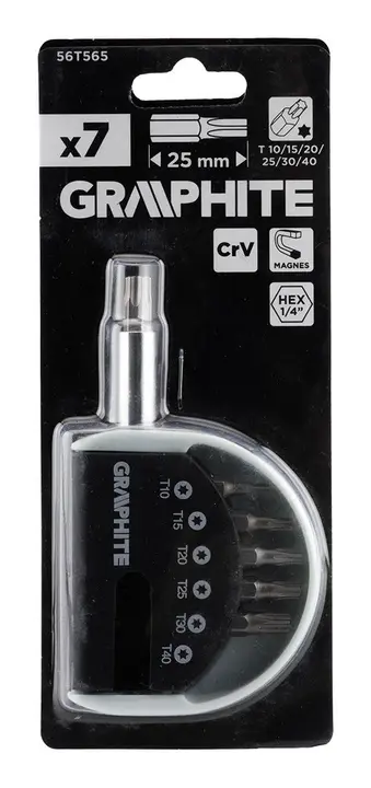 Saplı tornavida ucu seti T10, T15, T20, T25, T30, T40, 7 adet