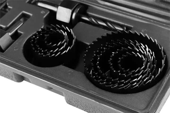 Adaptörlü ahşap delik açma testeresi 19 - 64 mm, 12 parça set