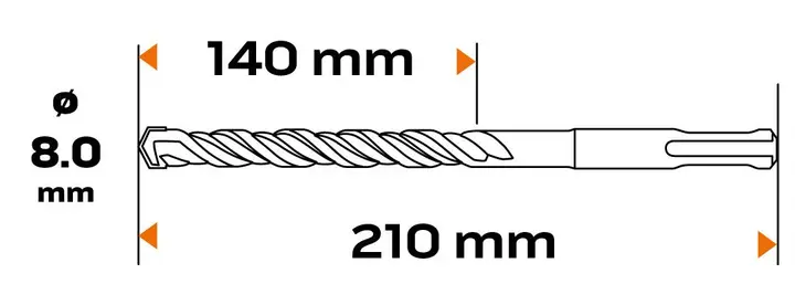 SDS Plus beton matkap ucu, 8 x 210 mm, S4, quatro