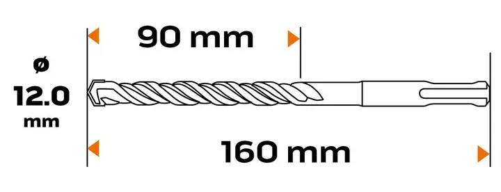 SDS Plus beton matkap ucu, 12 x 160 mm, S4, quatro