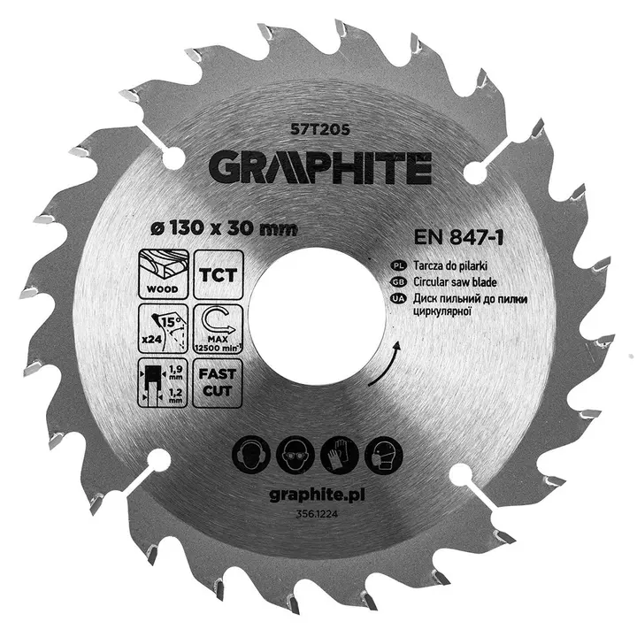 HM uçlu dairesel testere bıçakları 130 x 30 mm