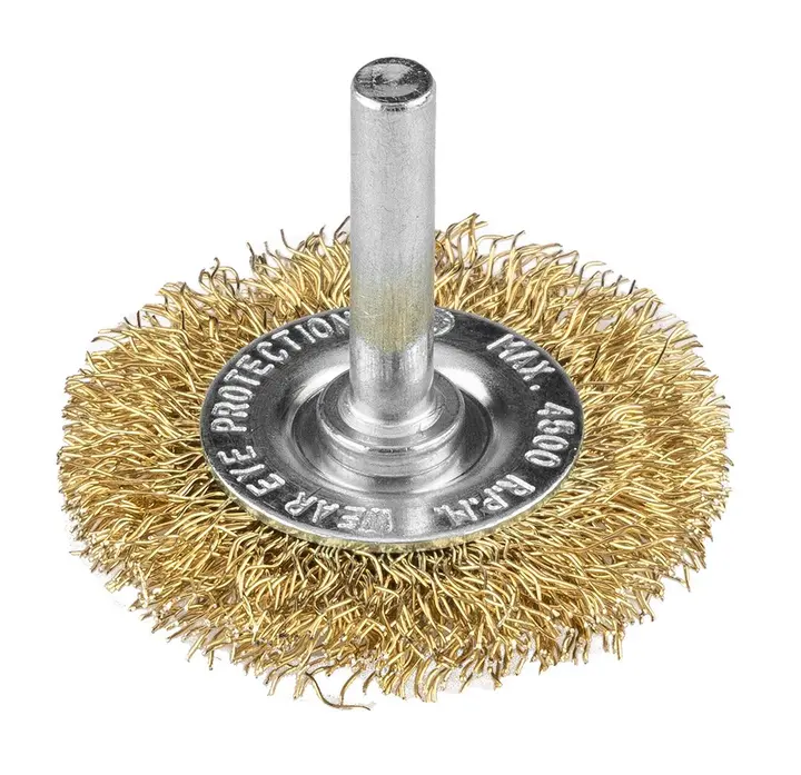 Tel fırçalar, kıvrımlı tel, pirinç kaplı, 25, 50, 75 mm, 3 adet, 6 mm saplı