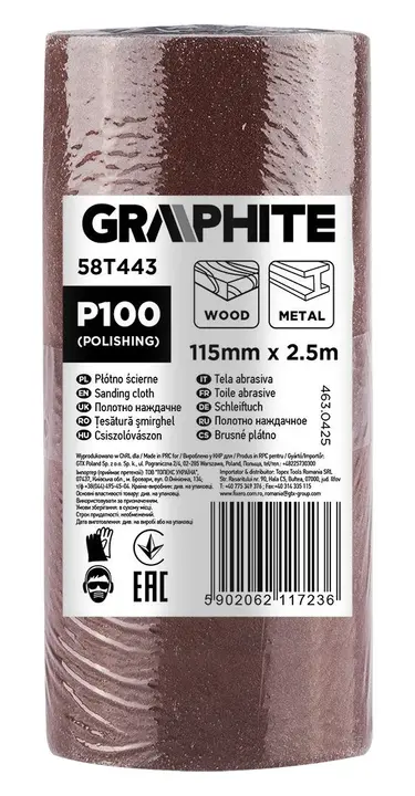 Rulo zımpara bezi 2.5 m x 115 mm, P