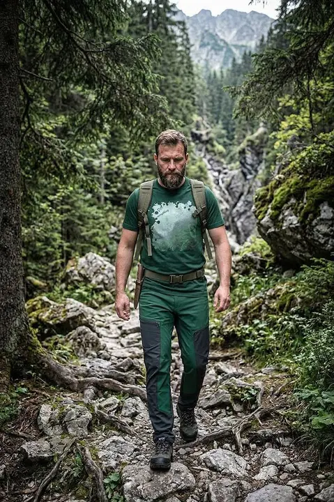 OUTDOOR iş pantolonu, 4 yönlü streç, yeşil-gri