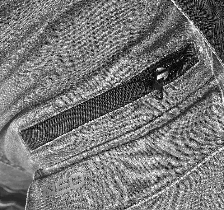 İş pantolonu DENIM, Cordura takviyeli, çıkarılabilir kılıf cepli, gri