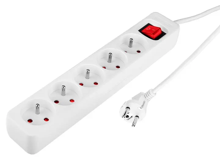 Şerit uzatma kablosu 3 m, 3 x 1,5 mm2, 5G, beyaz, ON/OFF