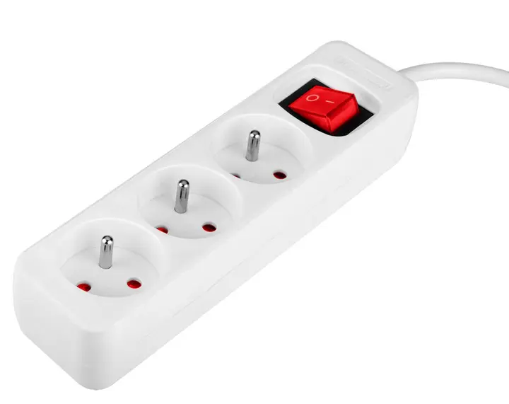 Şerit uzatma kablosu 5 m, 3 x 1,5 mm2, 3G, beyaz, ON/OFF