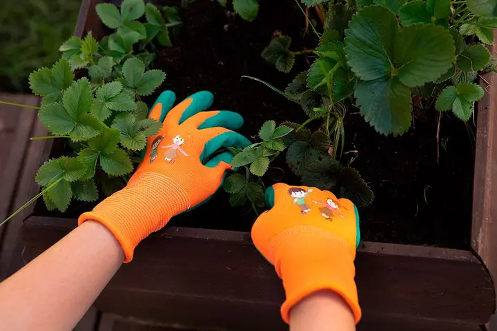 Çocuk iş eldiveni, lateks kaplı polyester (crincle), numara