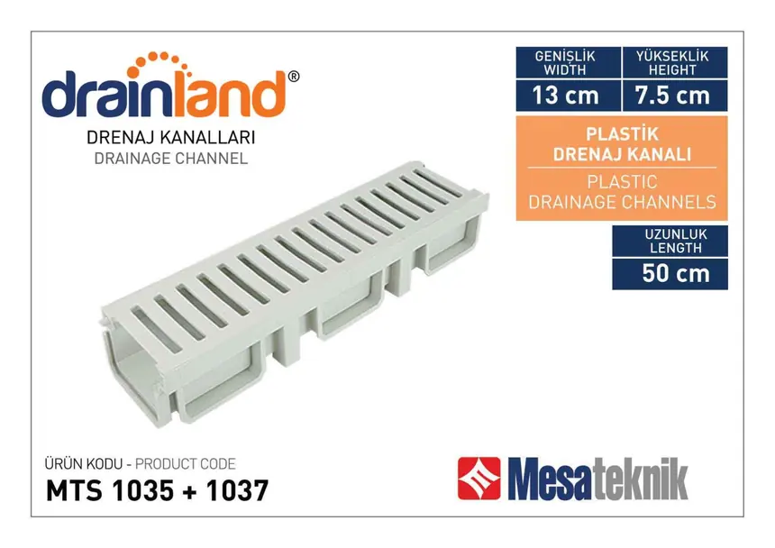MTS 1035 Genişlik 130 mm Derinlik 75 mm Uzunluk 50 cm