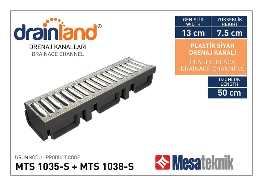 MTS 1035-S Genişlik 130 mm Derinlik 75 mm Uzunluk 50 cm Siyah Renk