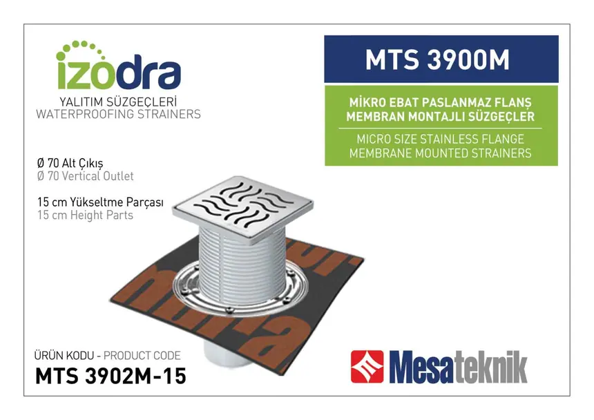MTS 3900M Paslanmaz Flanş Membran Montajlı Süzgec Sistemleri Mikro Ebat