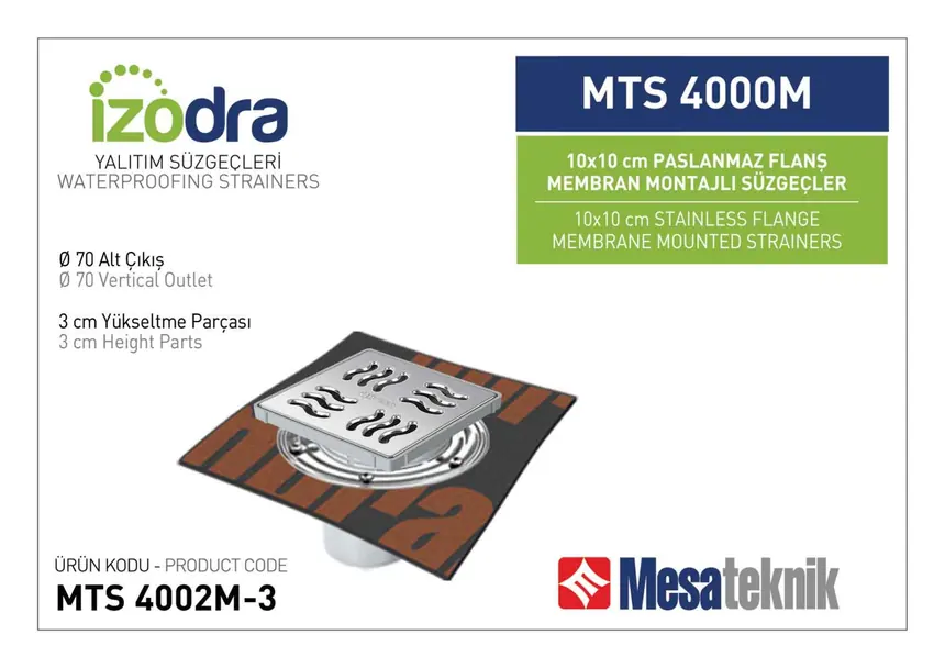 MTS 4000M Paslanmaz Flanş Membran Montajlı Süzgec Sistemleri 10 cm