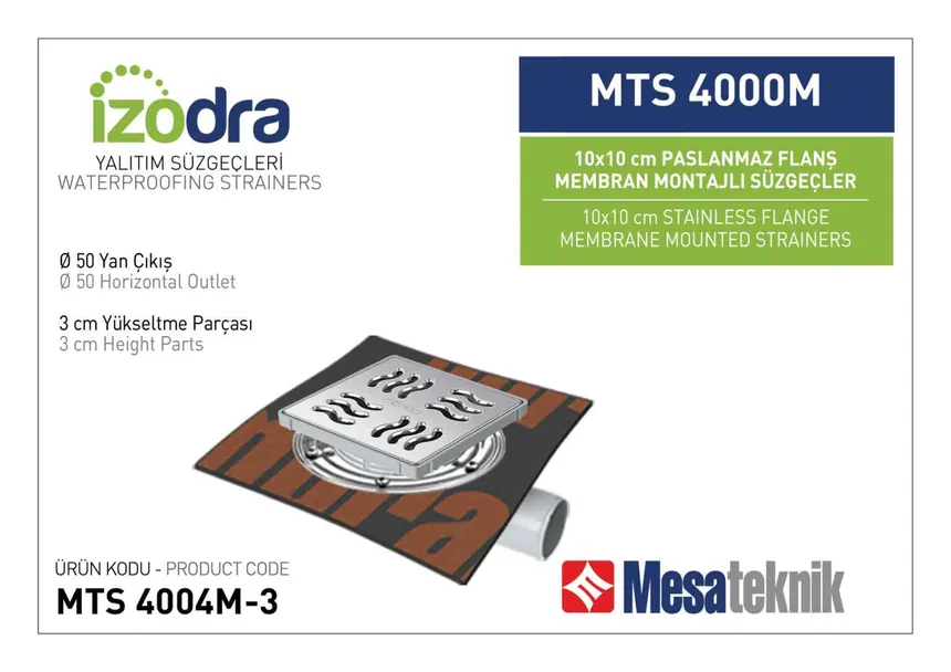 MTS 4000M Paslanmaz Flanş Membran Montajlı Süzgec Sistemleri 10 cm