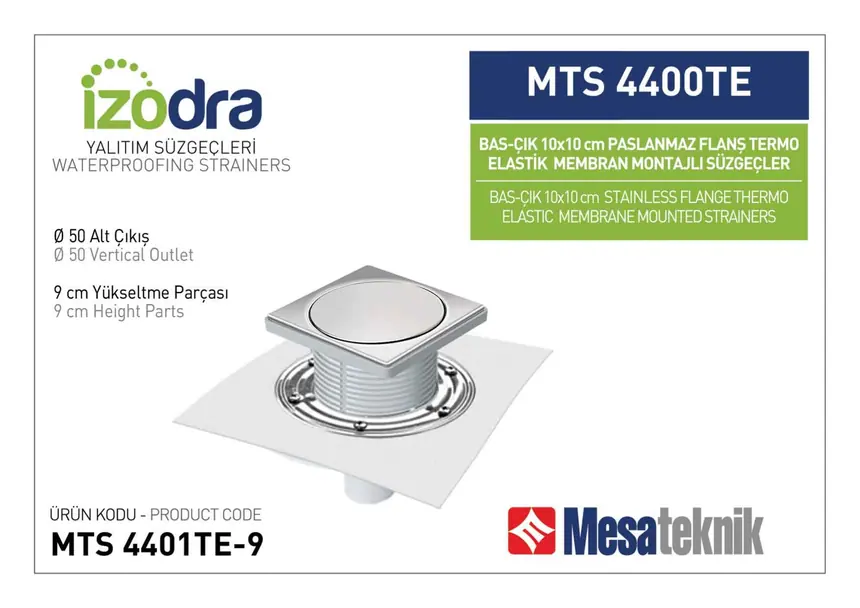 MTS 4400TE Termo Elastik Örtü Paslanmaz Flanş Montajlı Süzgec Sistemleri 10 cm BasÇık