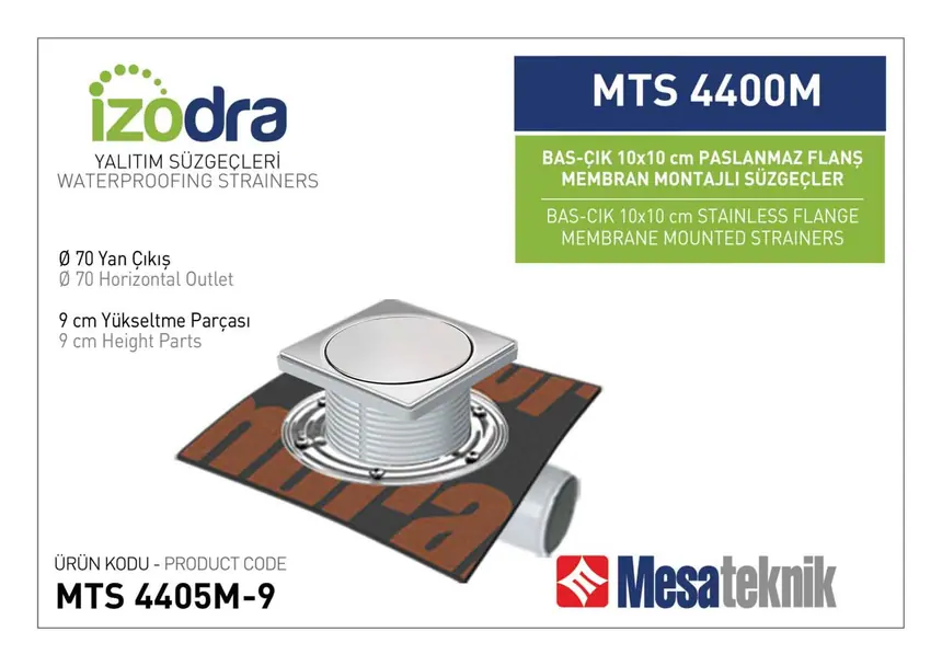 MTS 4400M Paslanmaz Flanş Membran Montajlı Süzgec Sistemleri 10 cm BasÇık