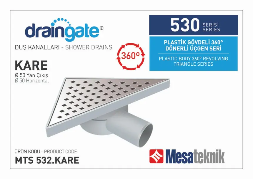 MTS 530 Plastik Gövdeli 360º Dönerli 20 cm Üçgen Seri