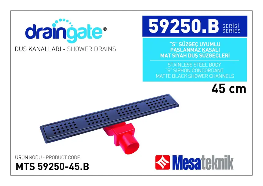 MTS 59250B S Sifon Uyumlu Paslanmaz Kasalı Seri Mat Siyah Kaplama