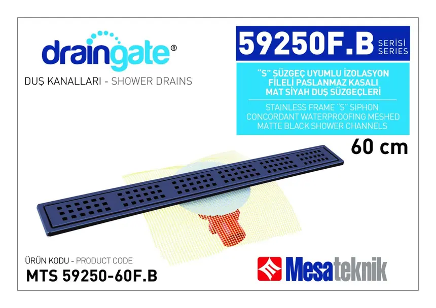 MTS 59250BF S Sifonlu İzolasyon Fileli Paslanmaz Kasalı Mat Siyah Kaplama