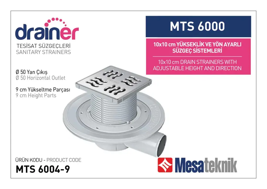 MTS 6000 10 cm Yükseklik ve Yön Ayarlı Tesisat Sistemleri