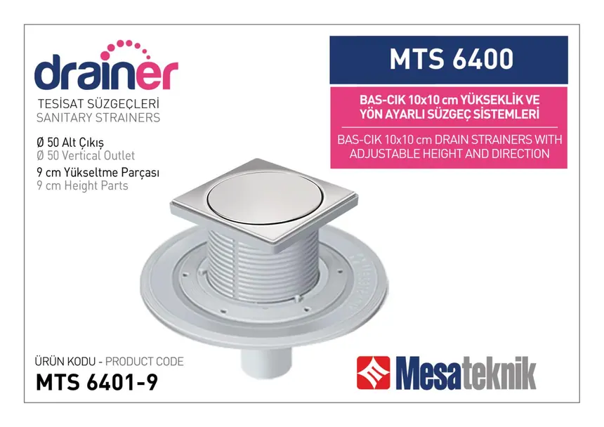 MTS 6400 10 cm BasÇık Yükseklik ve Yön Ayarlı Tesisat Sistemleri