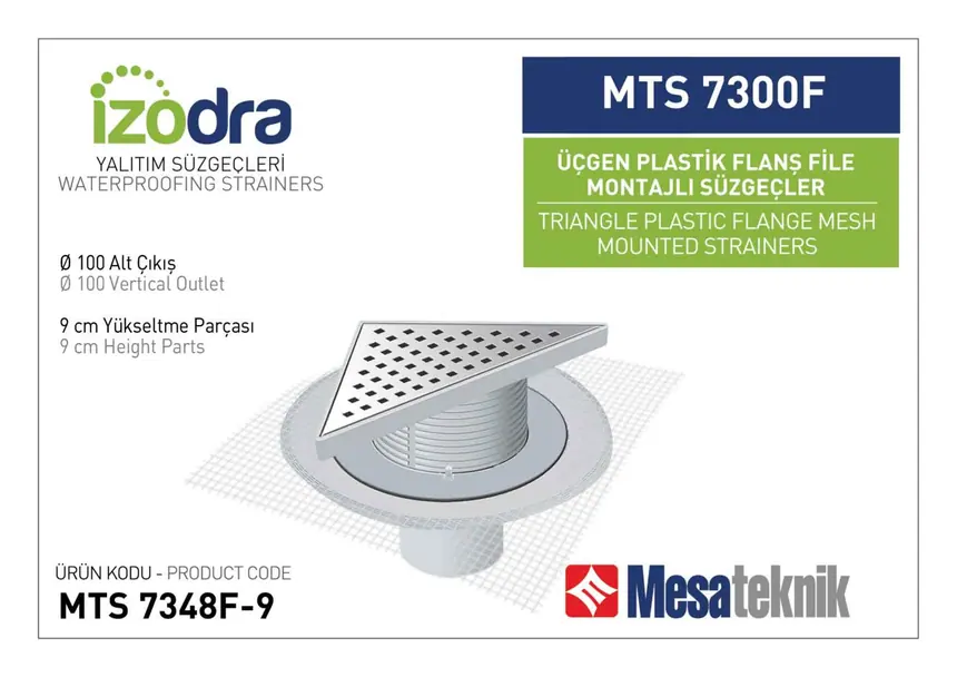 MTS 7300F Fileli Plastik Flanş Montajlı Süzgec Sistemleri 20 cm Üçgen