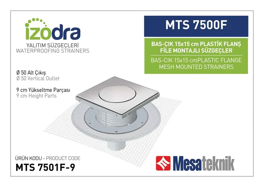 MTS 7500F Fileli Plastik Flanş Montajlı Süzgec Sistemleri 15 cm BasÇık