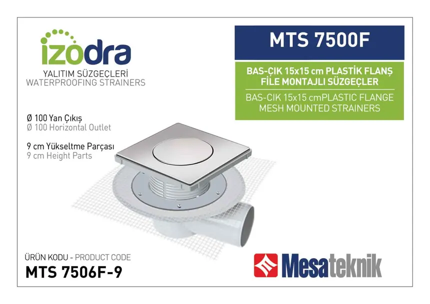 MTS 7500F Fileli Plastik Flanş Montajlı Süzgec Sistemleri 15 cm BasÇık